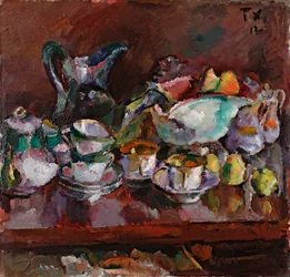 Csendélet kávéscsészékkel – Anton Faistauer (1887-1930) festménye