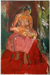 Anya és gyermeke (olaj, vászon)