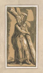 Szent András, előre fordítva, feje balra, 1749 előtt.