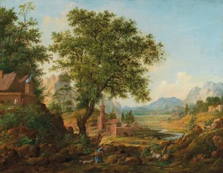 Kínai táj személyzettel, 1830-1840-es évek.