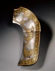 II. Rudolf és Ernst főherceg "Flechtband" garnitúrájából származó nyereglapát, Bécs, 1571 körül