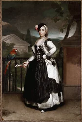 Isabel Parreno de Llano márkiné portréja a Mancha régióból származó jelmezben a bécsi udvarban rendezett partira. Anton Raphael Mengs (1728-1779) festménye. 1787 Madrid. St. Fernando Royal Academy Museum.).