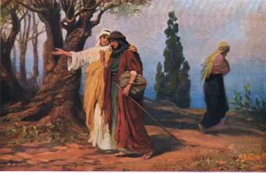 Naomi és Ruth, Hulbert Biblia története című művéből, kiadta a The John Winston Company, 1932