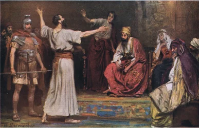 Pál Festus és Agrippa előtt, Hulbert története a Bibliáról című művéből, amelyet a The John Winston Company adott ki, 1932