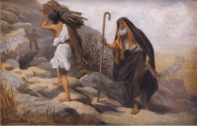 Izsák feláldozása, a The John Winston Company által kiadott Hulberts Story of the Bible-ből, 1932