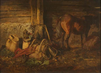Istálló belseje lóval