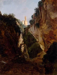 Sziklás-szurdok Sorrentóban, Anton Sminck Pitloo (1791-1837), Hollandia, XX. század
