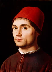 Férfiportré vagy önarckép, Antonello di Antonio, azaz Antonello da Messina (1430-1479) festménye, 1473, cm 35,5x25,5, London, National Gallery