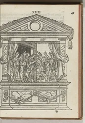 Harmadik feldíszített állvány színpaddal: a herceg kiszabadítja az erényeket a fogságból, 1577