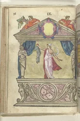 Színpad a nagylelkűség megszemélyesítésével (Magnanimitas), 1578