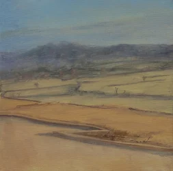 Zigzag hedge, Somerset, 2022 (oil on canvas)