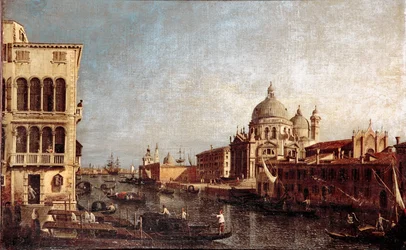 Kilátás a velencei Üdvözlet templomról Giovanni Antonio műhelyfestménye Canal dit il Canaletto (1697-1768) 1740-1750 V. 48x74 cm venise museo Correr
