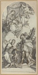 A Madonna és a gyermek a dicsőségben Szent Nagy Gergellyel és Andrással
