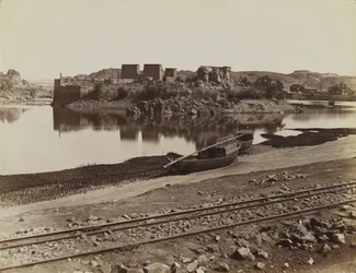 Philae, kilátás a Nílus keleti partjára, északnyugatra
