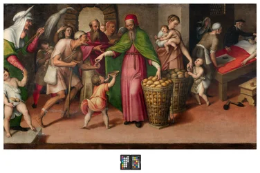 sekrestye, Antonio Campi, Szent Facio jótékonysága 1568, A Szent Facio oltárán lévő repodukció eredeti táblázata