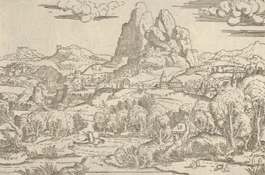 Táj a Vénuszról Pushing Cupido keret, 1540-45.