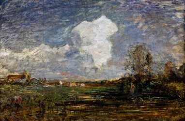 Tanulmány a felhőkhöz, Antonio Fontanesi (1818-1882), olaj, karton, 52x75 cm. Olaszország