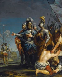Saint Louis indul a keresztes hadjáratra Antonio Gionima (1697-1732) - Olaj, réz, 45x35,8 - Magángyűjtemény