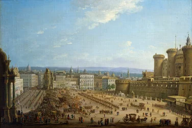 Négy Oltár Fesztiválja Nápolyban, 1757 körül, Antonio Joli (1700-1777), olaj, vászon, 52,1x78,7, Olaszország