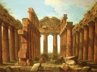 A paestumi Neptunusz-templomot csodáló alakok