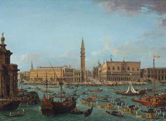 Gondolák felvonulása a velencei Bacino di San Marco-ban, Velence