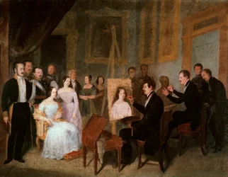 Dodge a műtermében II. Izabella spanyol királynő (1830-1904) portréját festette. Antonio Maria Esquivel (1806-1857) festménye