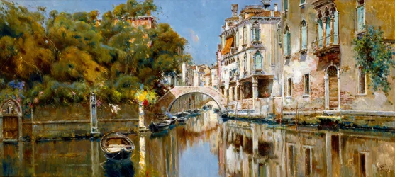 Canal Velencében a napsütésben