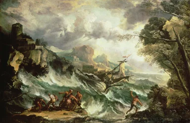 Tengeri táj hajóroncsokkal, 1700-2007 körül (olaj, vászon) (lásd még: 123093)