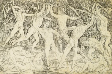Aktok harcban, Antonio del Pollaiuolo (kb. 1431-1498), metszet