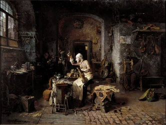 Antonio Stradivari (Stradivarius) (1644-1737) olasz hegedűkészítő műhelyében