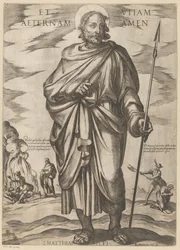 Szent Mátyásról És az örök élet ámen (cím a tárgyon) Krisztus, Mária en de apostle (sorozat címe)