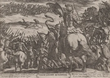 16. tábla: David megöli Góliátot, az Ószövetség csatáiból, kb...., kb. 1590-kb. 1610.