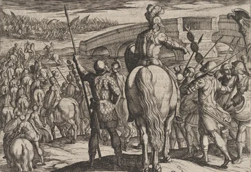 24. tábla: A visszafordult új római csapatok előretolt gárdája, A római háború... című filmből, 1611.