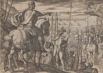 3. tábla: Sándor oktatja katonáit, Nagy Sándor tetteiből, 1608.