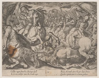 4. tábla: Sándor harcban a perzsákkal, Nagy Sándor tetteiből, 1608.