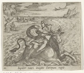 Tető van Európa A Jupiter megörökíti Európát egy bika képében (cím a tárgyon) Metamorphoseon méret transzformációs (sorozat címe) Metamorfosen van Ovidius (sorozat címe)