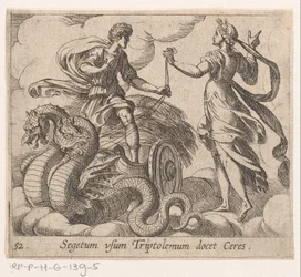Triptolemus ontagunt de wagon van Ceres Ceres megtanítja Triptolemust a termésre (cím a tárgyon) Metamorfózis vagy átalakulások (sorozat címe) Metamorfosen van Ovidius (sorozat címe)