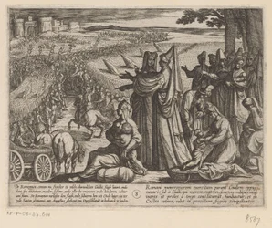 Nők és gyerekek nézik, ahogy Julius Civilis legyőzi a rómaiakat Bataviai háborúk a rómaiak ellen (sorozat címe) Batavorum cum Romanis Bellum (sorozat címe)