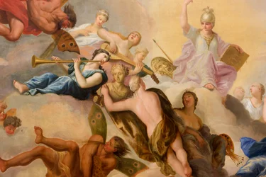 A művészetek és tudományok által körülvett Minerva, részlet a The Banqueting House-ból
