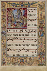 A fokozatos. Kezdeti R: The Resurrection, 1500 körül (tempera, aranylevél és tinta pergamenen)