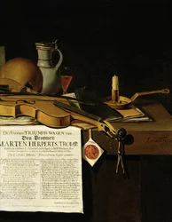 Vanitas csendélet tiszteletadás Marten Herpertszwoon Tromp admirális előtt, 1655