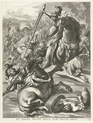 Akhilleusz legyőzi Telephoszt; Ferdinánd bevonulása Gentbe 1635-ben Et tanta gessit bella dvm bellvm parat (cím a tárgyon)