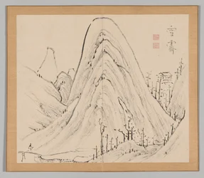 Double Album of Landscape Studies Ikeno Taiga után, 1. kötet 33. levél, 18. század.