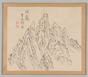 Double Album of Landscape Studies Ikeno Taiga után, 2. kötet, 6. levél, 18. század.