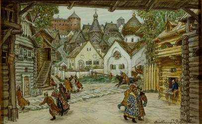 Pjotr Csajkovszkij Az Oprichnik, az őrző című operájának színpadterve, 1911