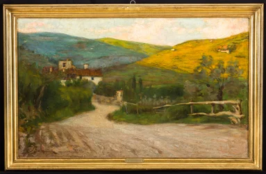 Toszkán táj házzal (olaj, vászon)