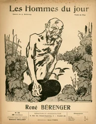 A „The Men of the Day” címlapja, fekete-fehér szatirikus, kb. 1909: Cenzúra - Berenger Rene (1830-1915) - Illusztráció: Aristide Delannoy (1874-1911)