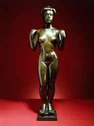 Fürdő, felemelt karral; Baigneuse, aux Bras Leves, 1900 körül (bronz zöld-barna patinával)
