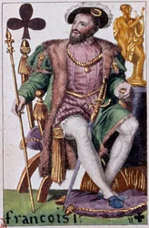 I. Ferenc király (1494-1547) ábrázolása. Gustave Houbigant (1789-1862) játékkártya részlete, 19. századi Paris B.N.