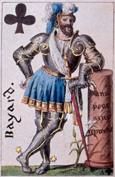 Pierre Terrail lovag, Bayard Lord (1476-1524) ábrázolása. Gustave Houbigant (1789-1862) játékkártya részlete, 19. századi Paris B.N.